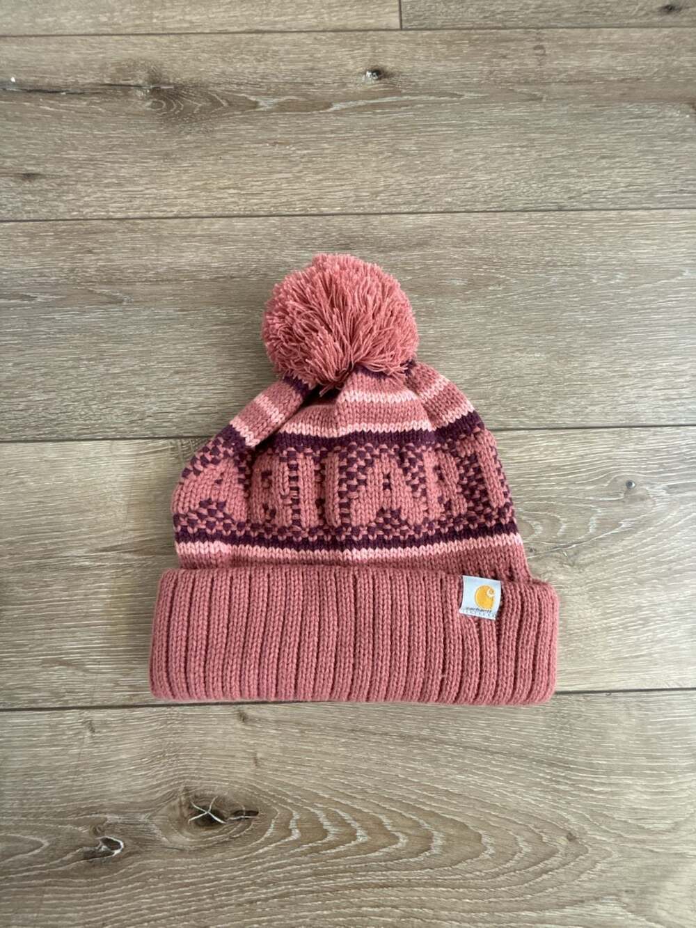Carhartt Women's Cuffed Pom Beanie Knit Hat Burnished Logs